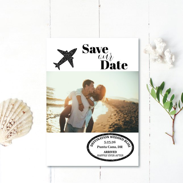 Passport Stamp Destination Wedding Save the Date (Creator Uploaded)