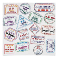 Passport Stamp Pattern Print