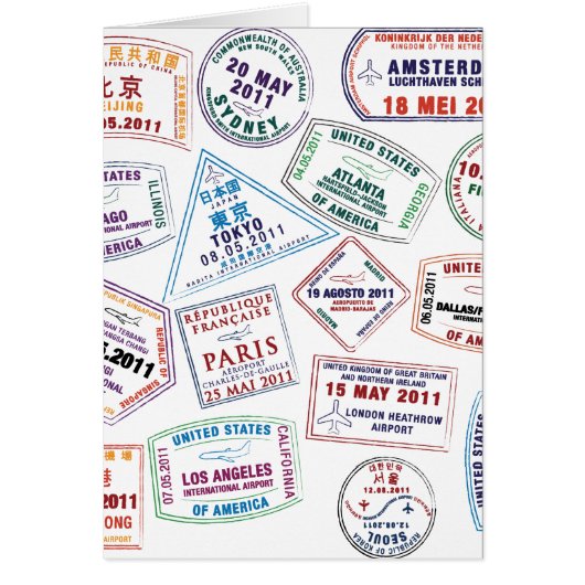 Passport Stamp Pattern Print Cards (Front)