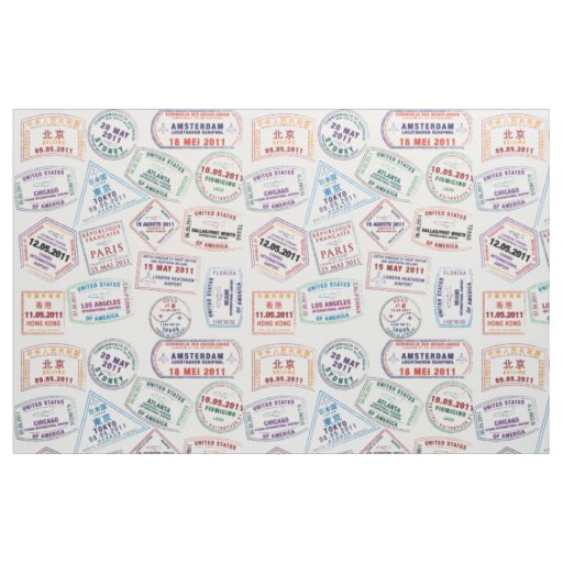 Passport Stamp Pattern Print Fabric
