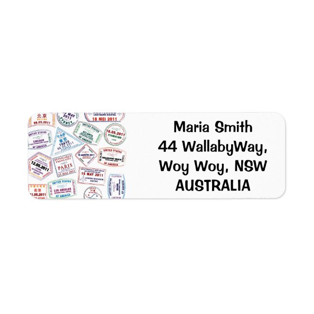 Passport Stamp Pattern Print Label (Front)