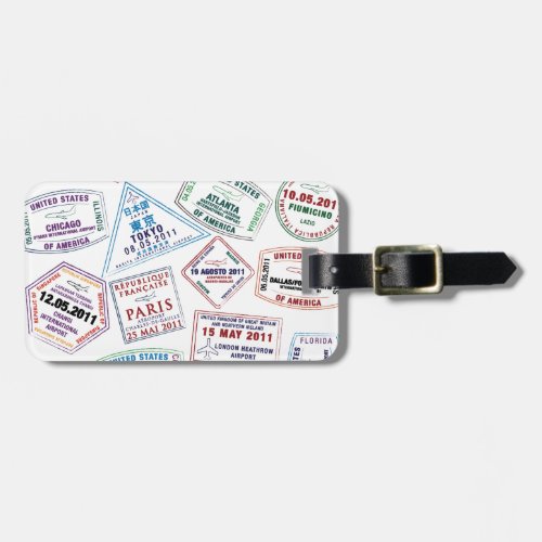 Passport Stamp Pattern Print Luggage Tag