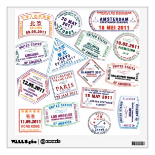 Passport Stamp Pattern Print Wall Decal