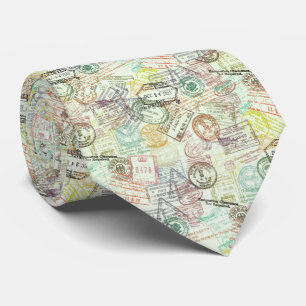Passport Stamp Print Tie
