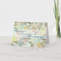 Passport stamp Travel Greeting Card-Thank you