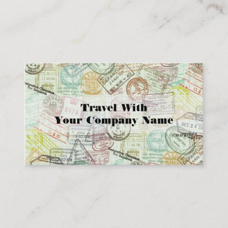 Passport Stamp Travel Print Business Card