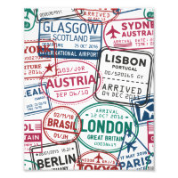 Passport Stamps Addict Retro World Traveler 