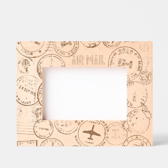 Passport Stamps Design Etched Picture Frame (Front)