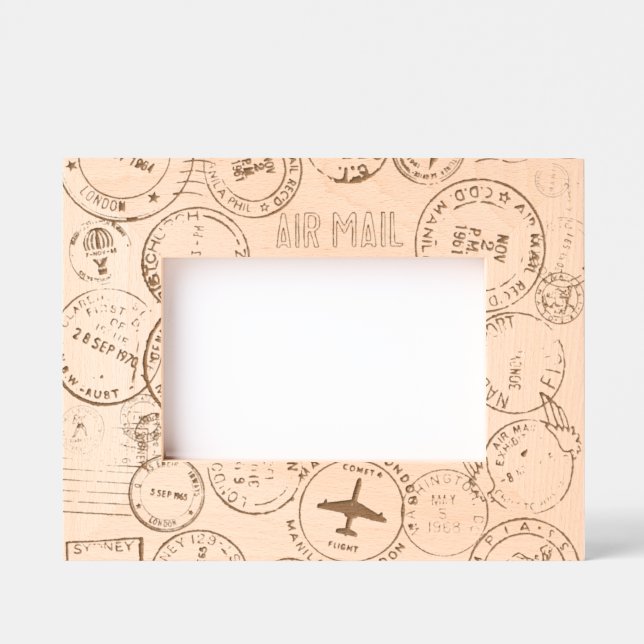 Passport Stamps Design Etched Picture Frame Engraved Frames (Front)