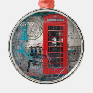 passport stamps London Red Telephone Booth Metal Ornament