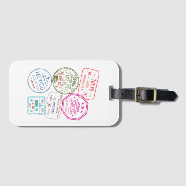 Passport Stamps Luggage Tag (Front Horizontal)