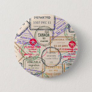Passport Stamps Travel Button
