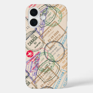 Passport Stamps Travel iPhone 16 Case