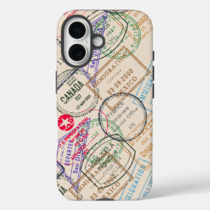 Passport Stamps Travel iPhone 16 Case