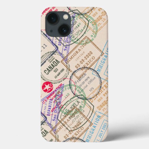 Passport Stamps Travel iPhone 13 Case