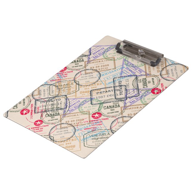 Passport Stamps Travel Clipboard (Angled)