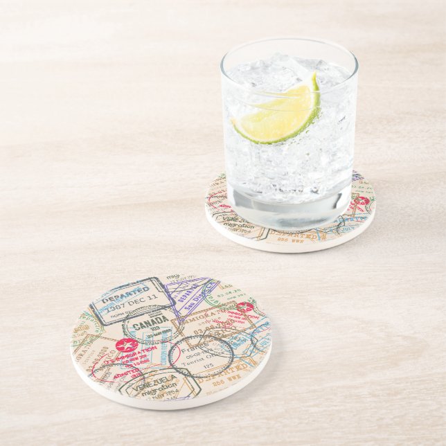 Passport Stamps Travel Drink Coaster (Side)