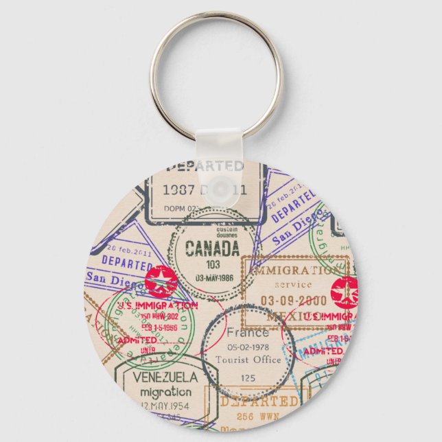 Passport Stamps Travel Keychain (Front)