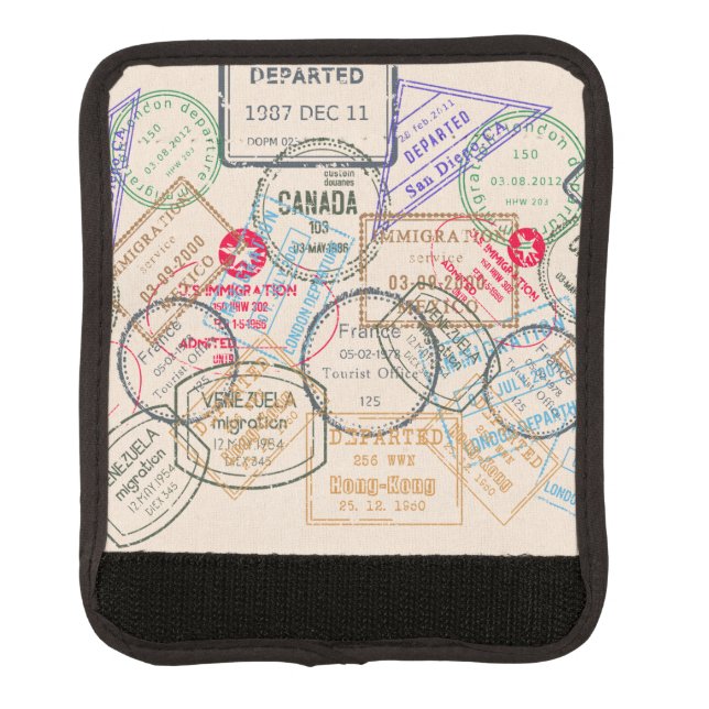 Passport Stamps Travel Luggage Handle Wrap (Front)