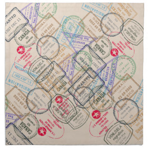 Passport Stamps Travel Napkin