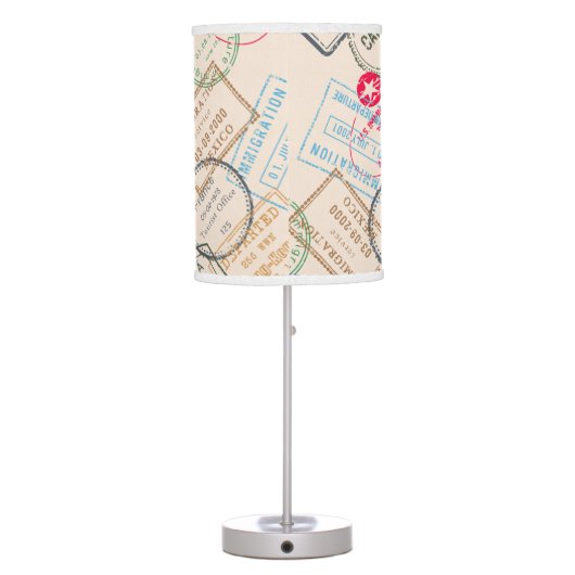 Passport Stamps Travel Table Lamp (Back)