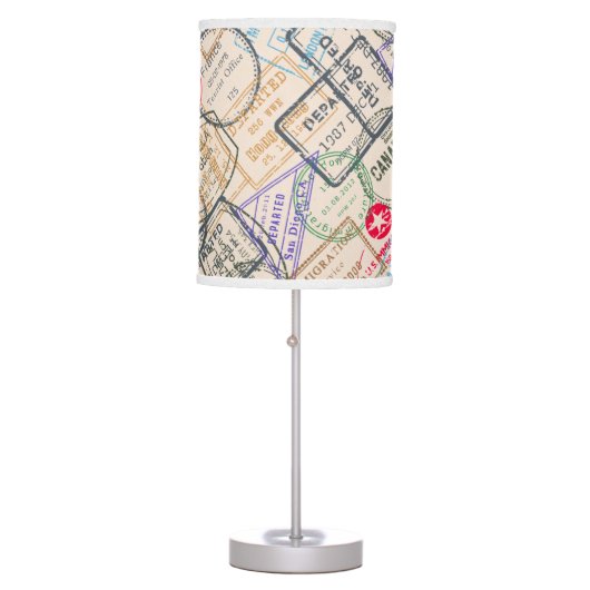 Passport Stamps Travel Table Lamp (Front)