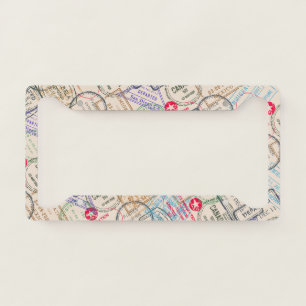 Passport Stamps Travel Themed License Plate Frame