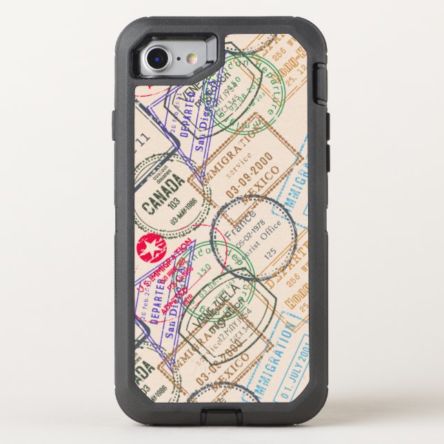 Passport Stamps Travel Themed Otterbox iPhone Case (Back)