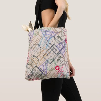 Passport Stamps Travel Themed Tote Bag by Ricaso_Graphics at Zazzle