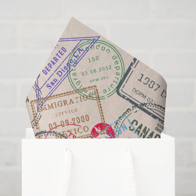 Passport Stamps Travel Tissue Paper (Gift Bag)