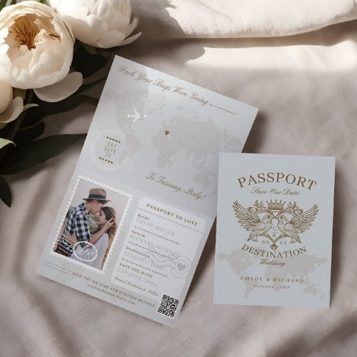 Passport Style Save The Date Destination Wedding Announcement