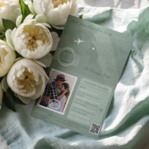 Passport Style Save The Date Destination Wedding Announcement