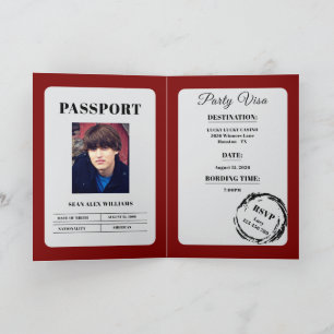 Passport Style Unisex Birthday Party Card