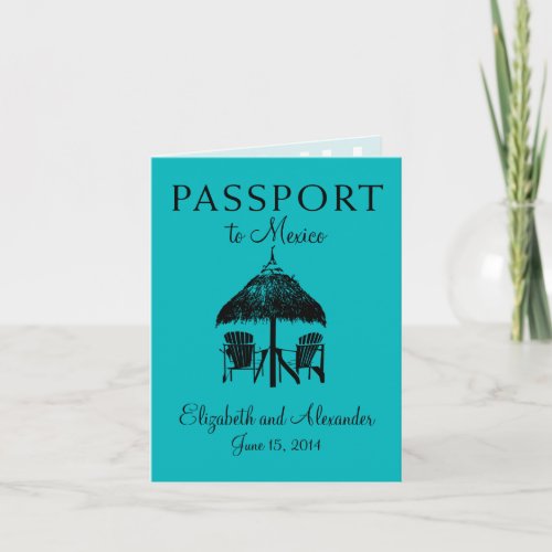 Passport to Cancun Mexico Wedding Invitation