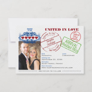 Passport to Love Fun Destination Wedding Black Save The Date