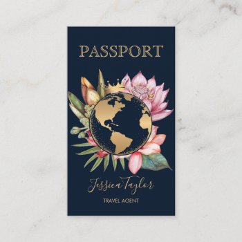 Passport Travel Agency World Map Boarding Pass Business Card by smmdsgn at Zazzle