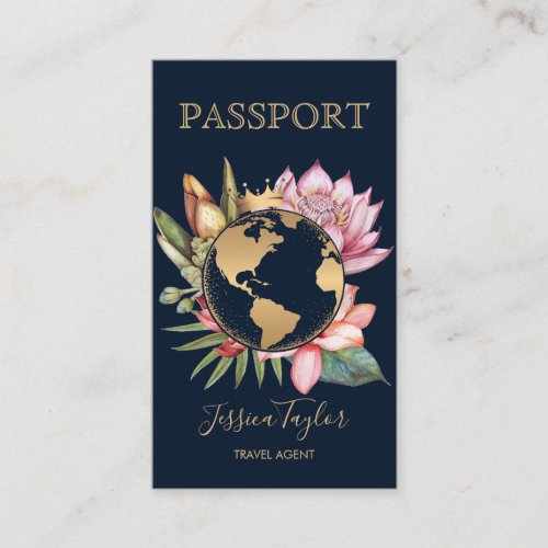 Passport Travel Agency World Map Boarding Pass Business Card