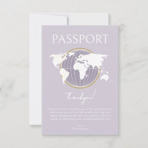 Passport Travel Baby Shower Thank you Card