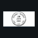 Passport Travel Custom Personalized Names Wedding  Rubber Stamp<br><div class="desc">A retro travel theme vintage passport stamp template you can add your names, wedding date, and custom personalized text to, and use for all types of DIY wedding projects for a destination wedding or airmail theme shower, such as invitations, envelopes, favor tags, plates, or napkins. The romantic love wording at...</div>