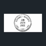 Passport Travel Custom Personalized Names Wedding  Rubber Stamp<br><div class="desc">A retro travel theme vintage passport stamp template you can add your names, wedding date, and custom personalized text to, and use for all types of DIY wedding projects for a destination wedding or airmail theme shower, such as invitations, envelopes, favor tags, plates, or napkins. The romantic love wording at...</div>