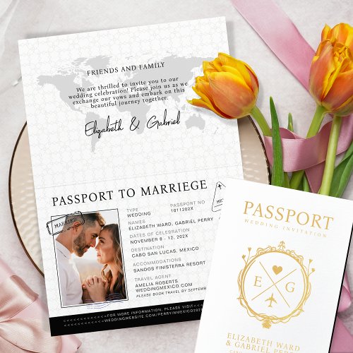 Passport Travel Destination Wedding Foil Card