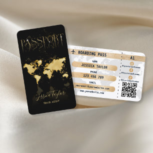 Passport Travel Makeup World Map Boarding Pass Business Card