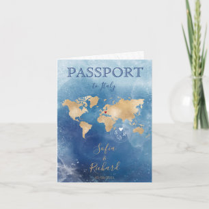 Passport Wedding Destination Gold World Map Inv Invitation