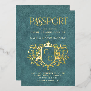 Passport Wedding Foil Invitation