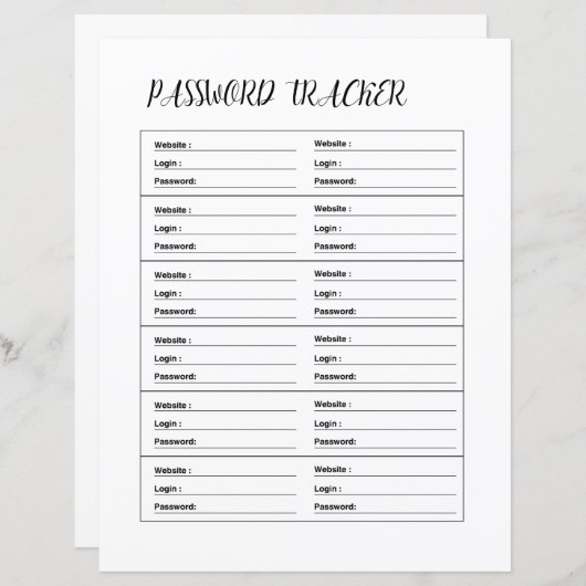 PASSWORD TRACKER (Front/Back)