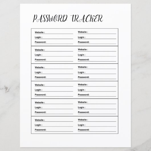 PASSWORD TRACKER (Front)