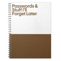 Passwords Funny Memory Notebook