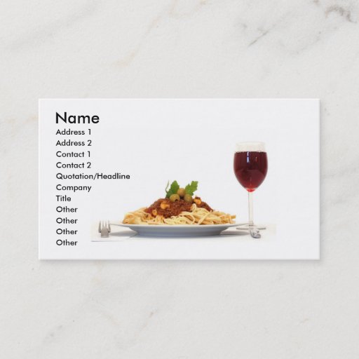 Customizable Past and Wine business Card