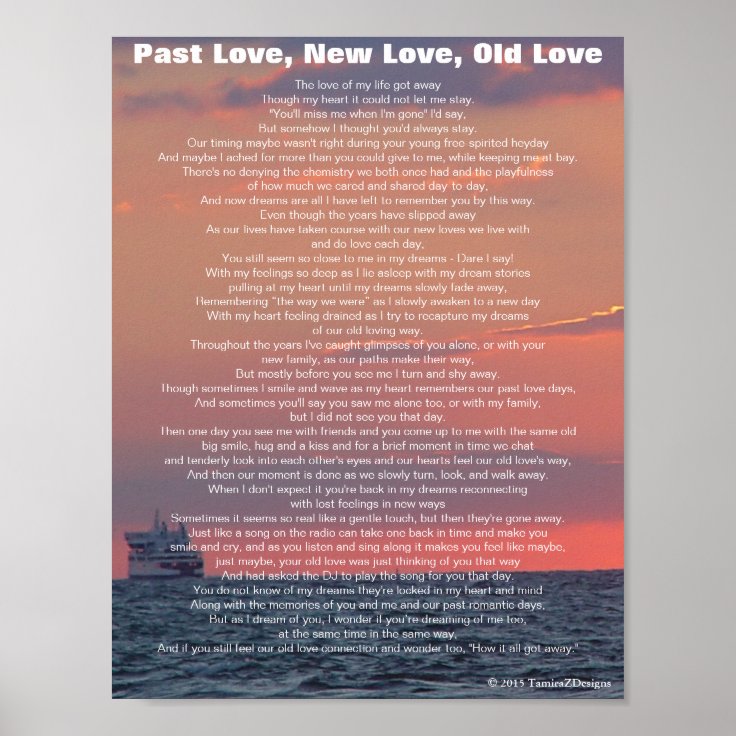 Past Love New Love Old Love Poem Ocean Sunset Poster | Zazzle