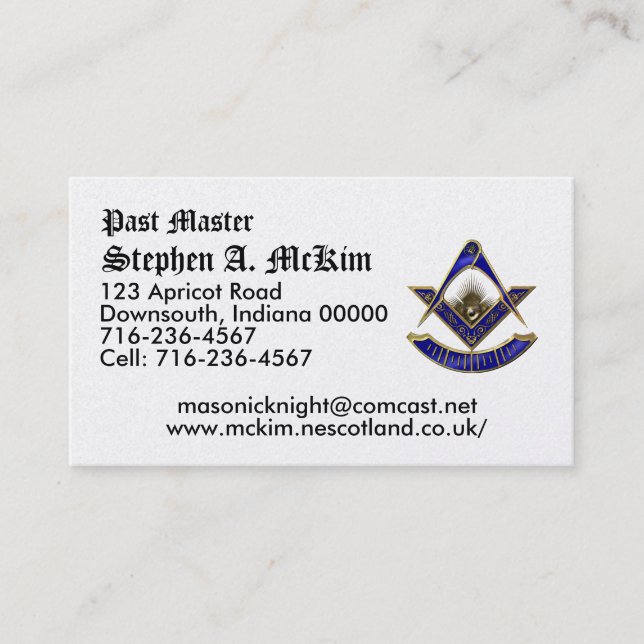 Past Master  Business Card (Front)